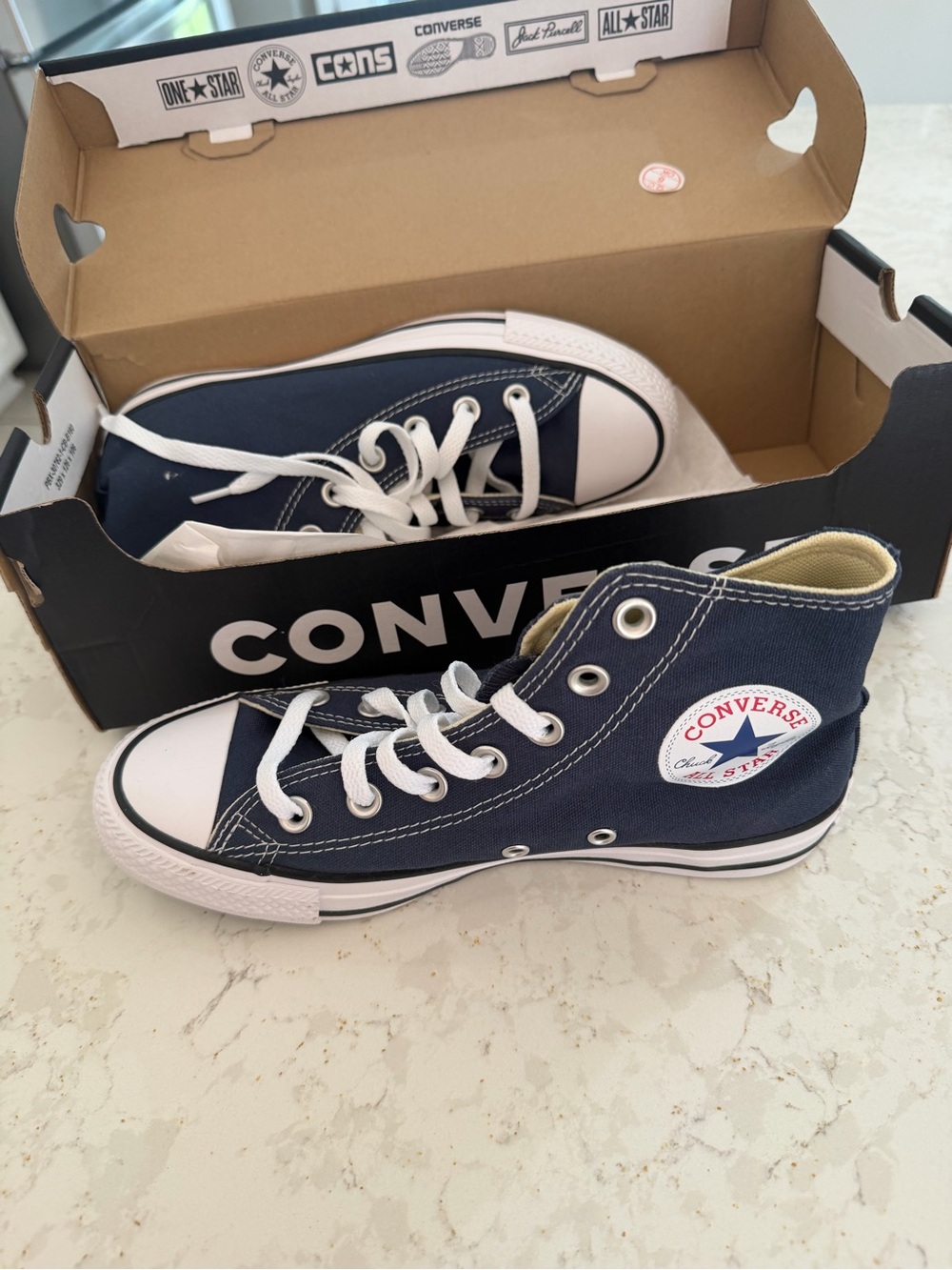 Converse Navy and White Women's High Top Sneakers size 6.5 new